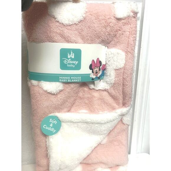 Disney Baby Girl Blanket Minnie Mouse  Pink Polka Dot Sherpa Plush Fleece NEW - Picture 1 of 5